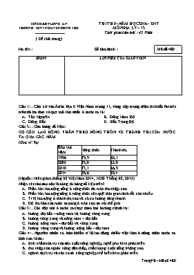 Đề thi thử THPT Quốc gia môn Địa lý - Mã đề 480 - Năm học 2016-2017 - Trường THPT Nguyễn Công Trứ